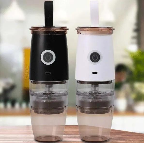 2 in 1 Electric and Portable Mini Coffee Grinder - USB Hand Crank Coffee Machine with Handle