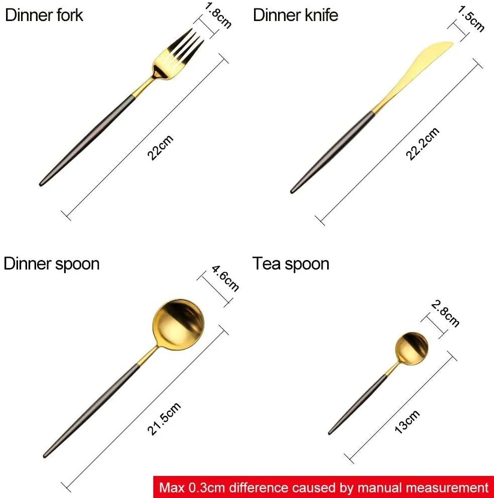 4 Pieces Color Stainless Steel Utensils Set - Gold Black