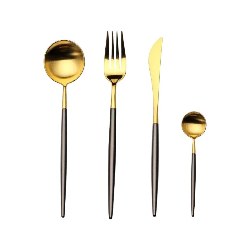 4 Pieces Color Stainless Steel Utensils Set - Gold Black