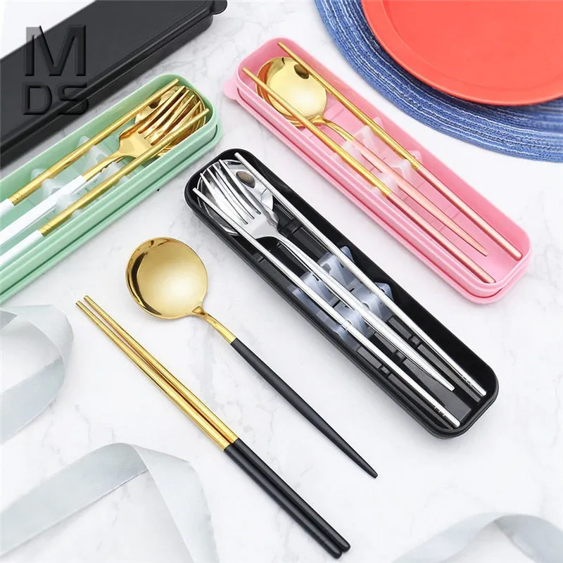 4pcs Dinner Tableware Set New Cutlery Knife Fork Spoon Set With Box