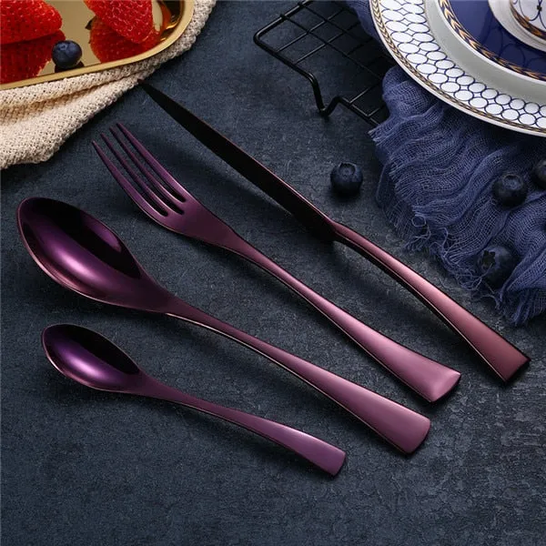 4Pcs Dinnerware Set Stainless Steel Cutlery Set Kitchen Silverware Set