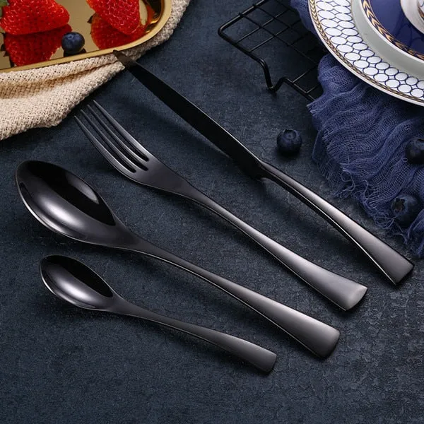 4Pcs Dinnerware Set Stainless Steel Cutlery Set Kitchen Silverware Set