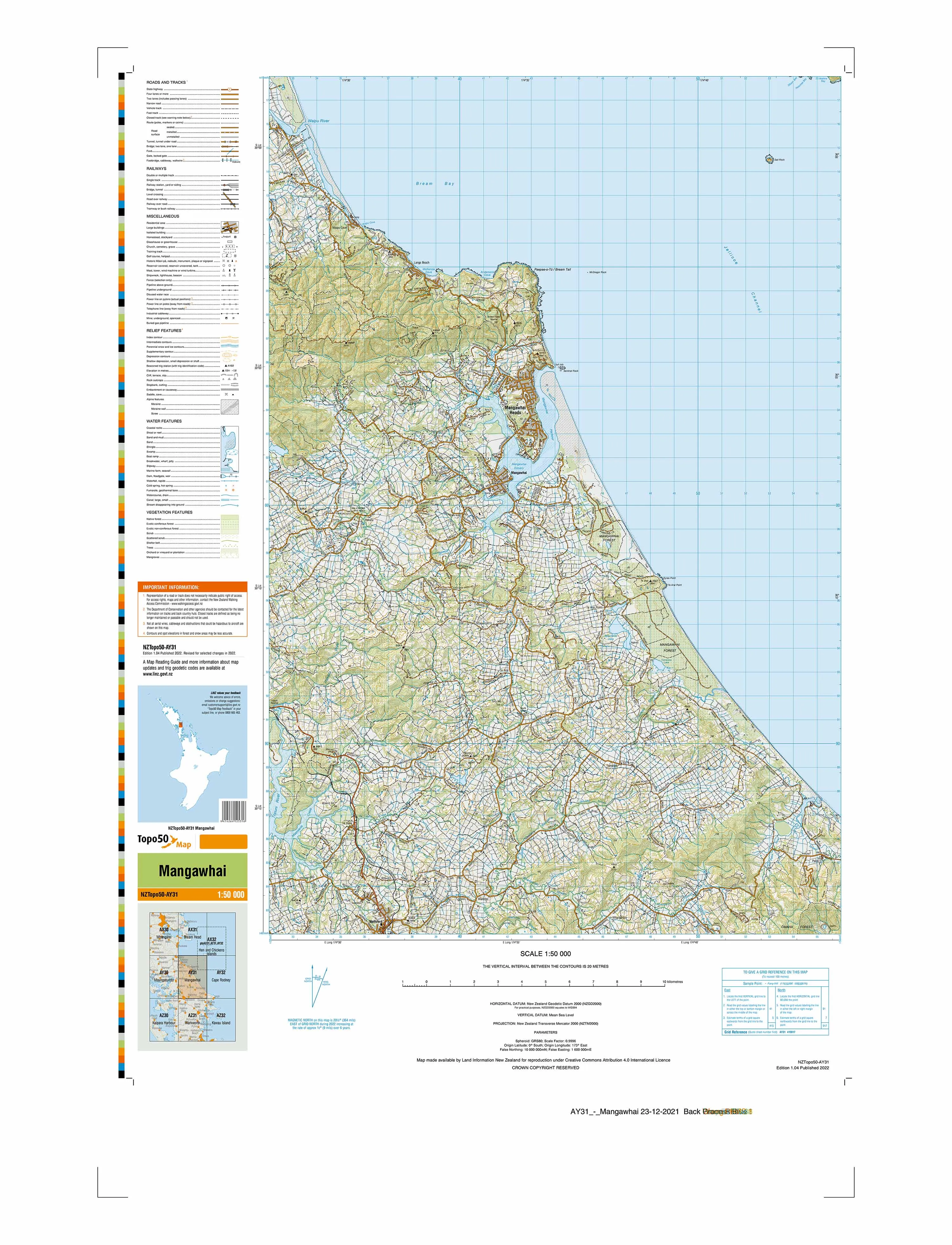 AY31 - Mangawhai Topo50 map