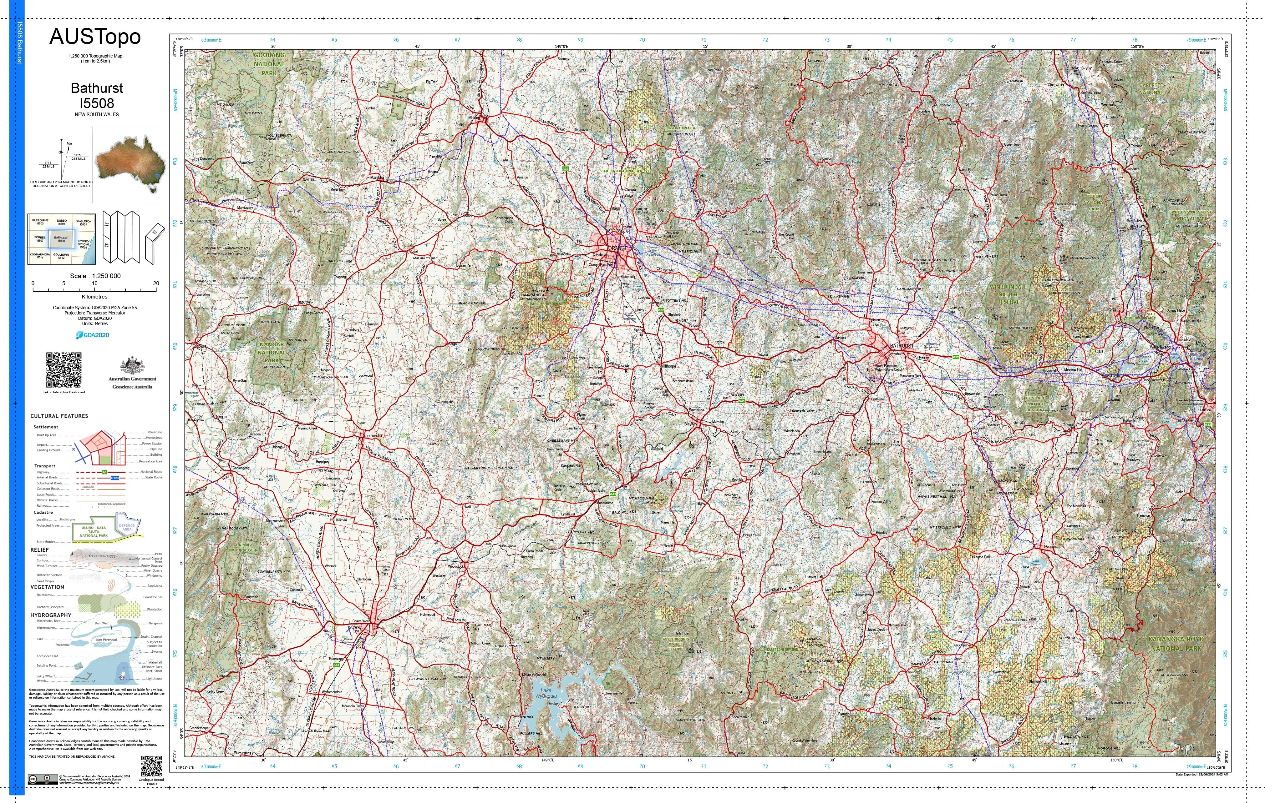 Bathurst I5508 AUSTopo 1:250,000 Map