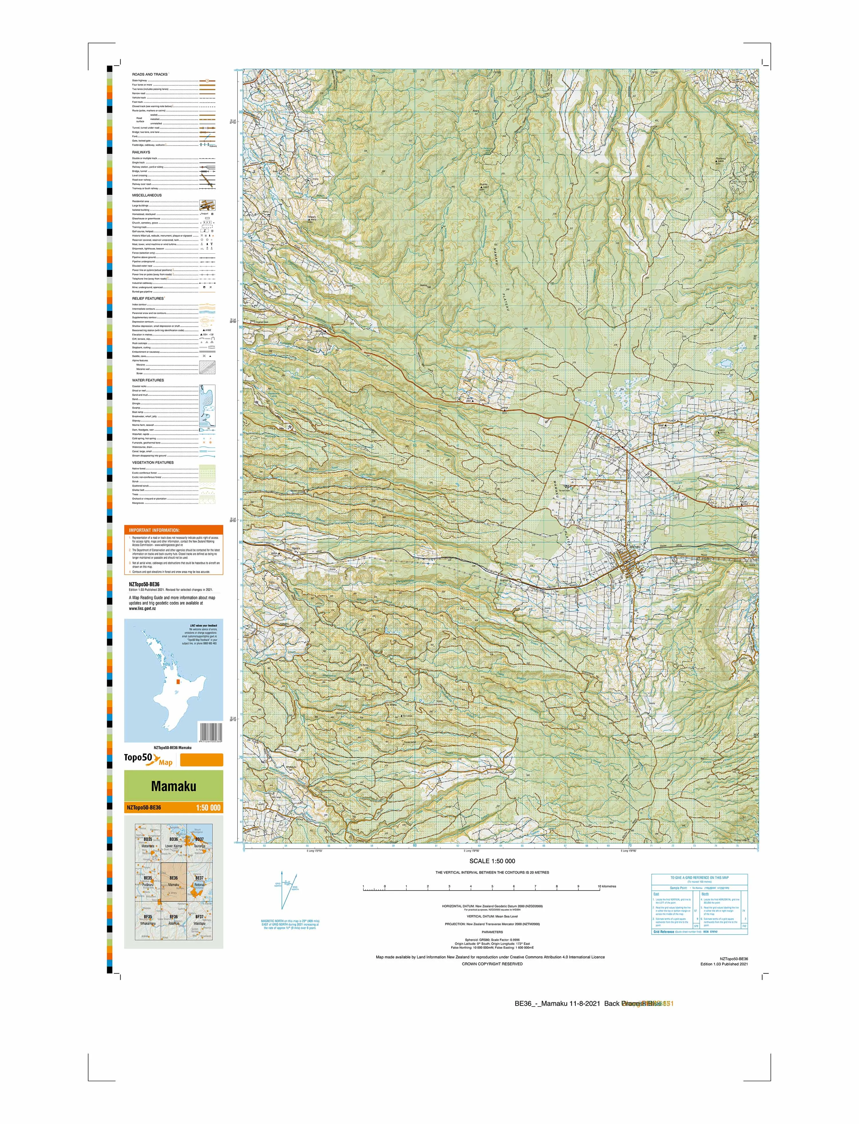 BE36 - Mamaku Topo50 map