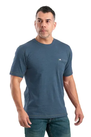 Berne Mens Space Blue Cotton Blend WorkVent Performance Pocket Tee S/S