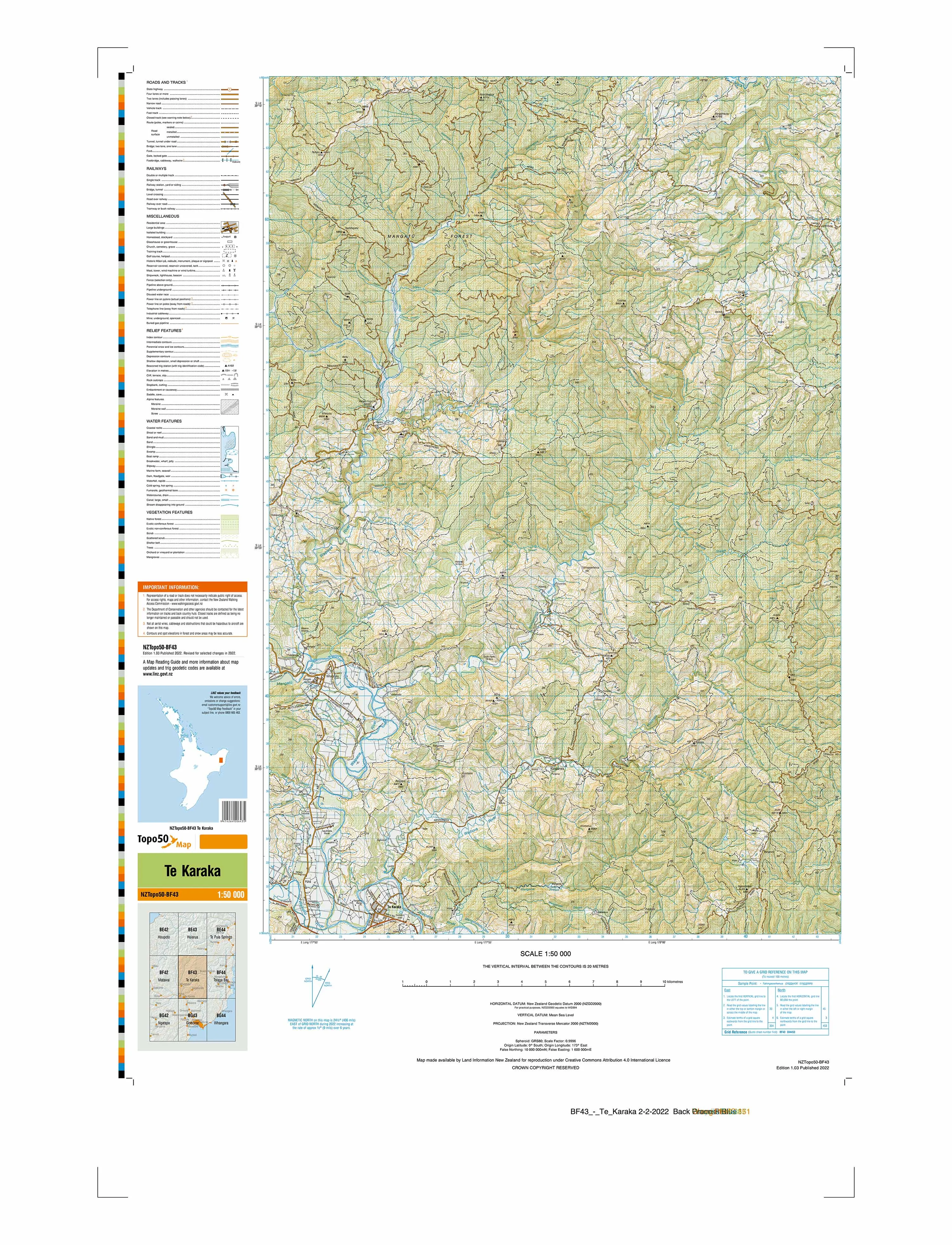 BF43 - Te Karaka Topo50 map