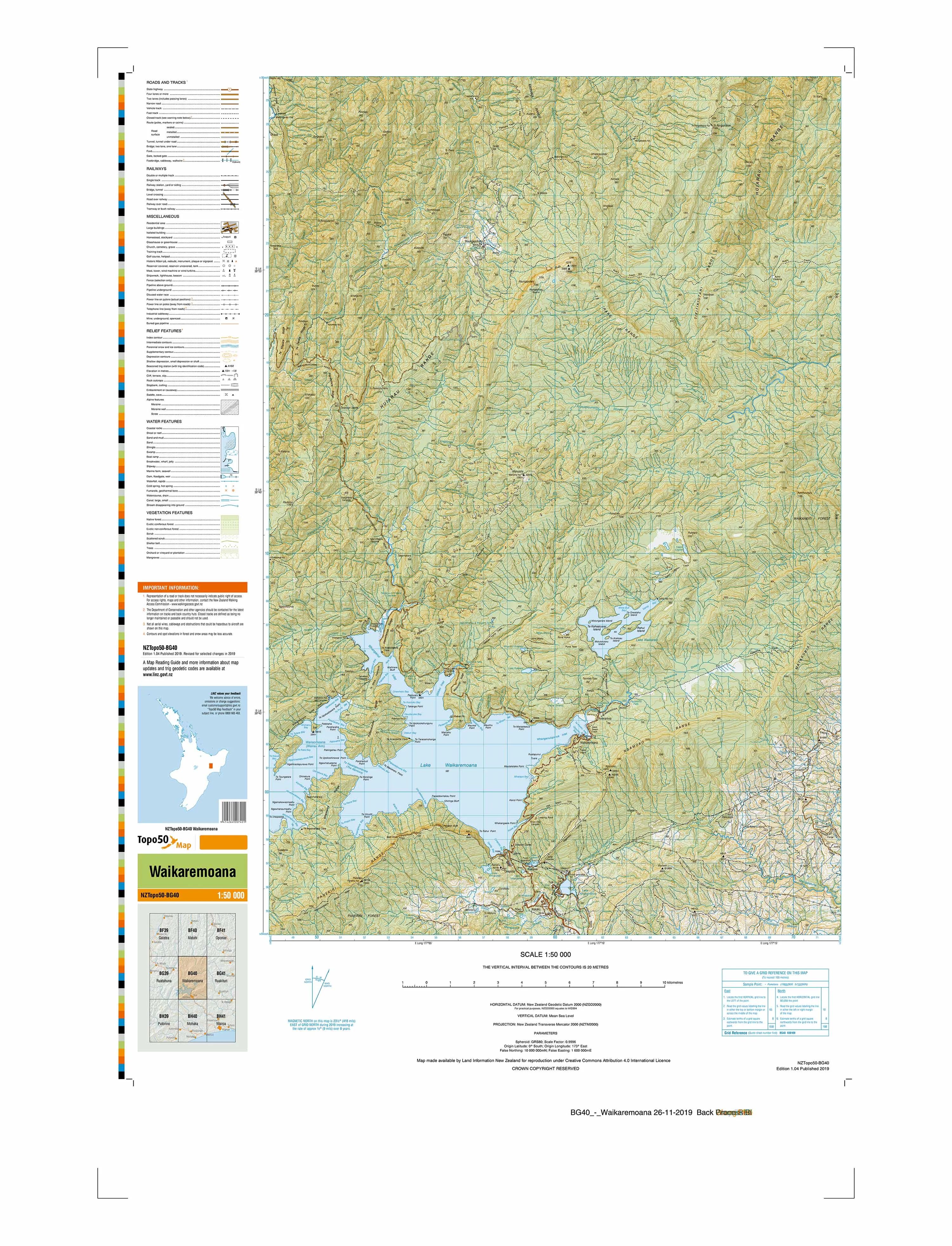 BG40 - Waikaremoana Topo50 map