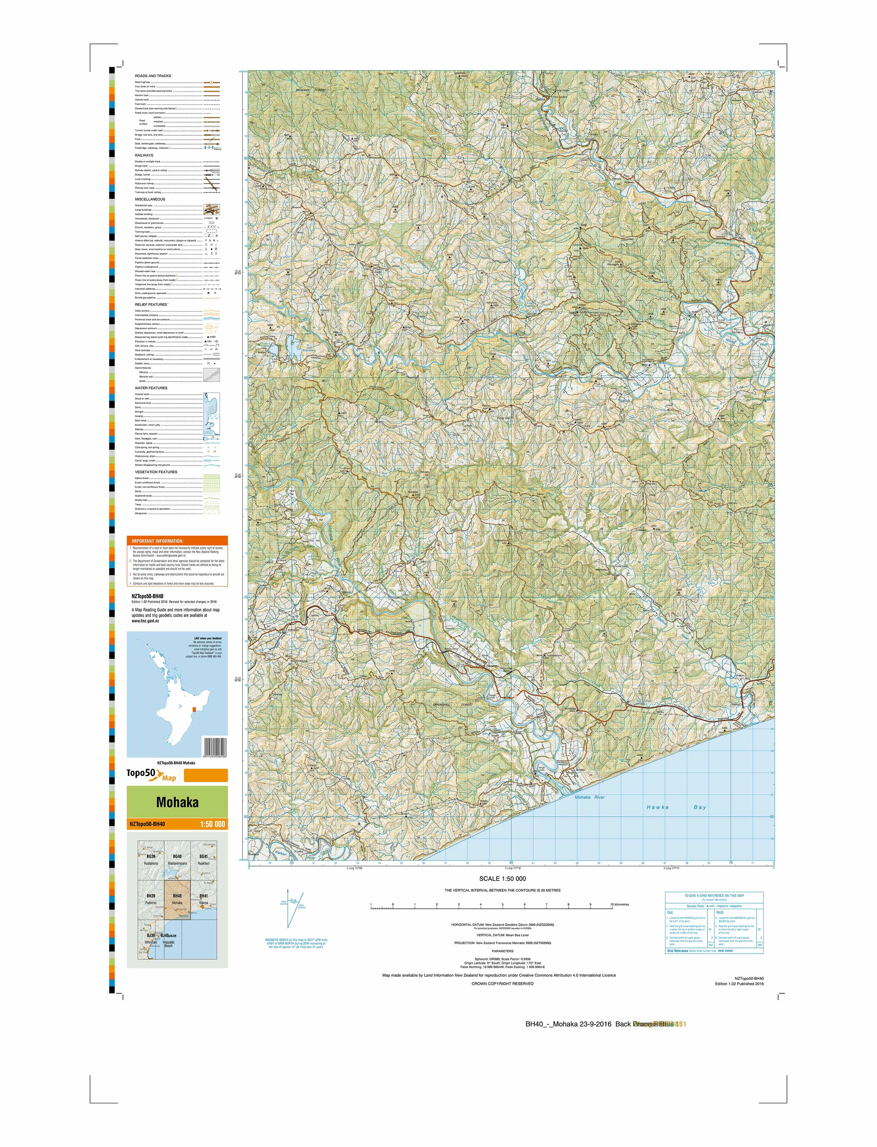 BH40 - Mohaka Topo50 map