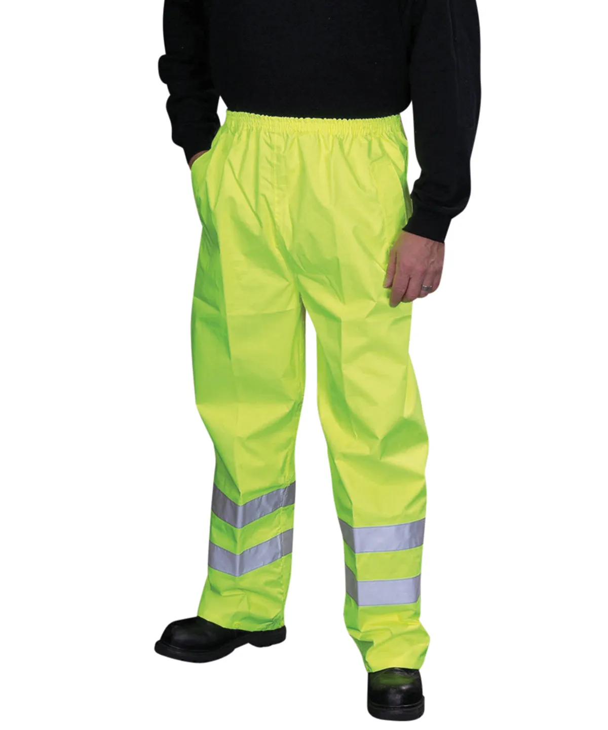 Black - Hi-vis waterproof overtrousers (HVS461)