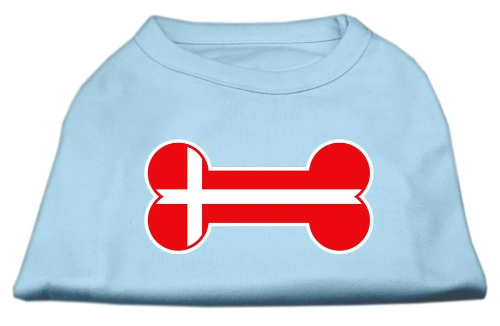 Bone Shaped Denmark Flag Screen Print Shirts Baby Blue M (12)