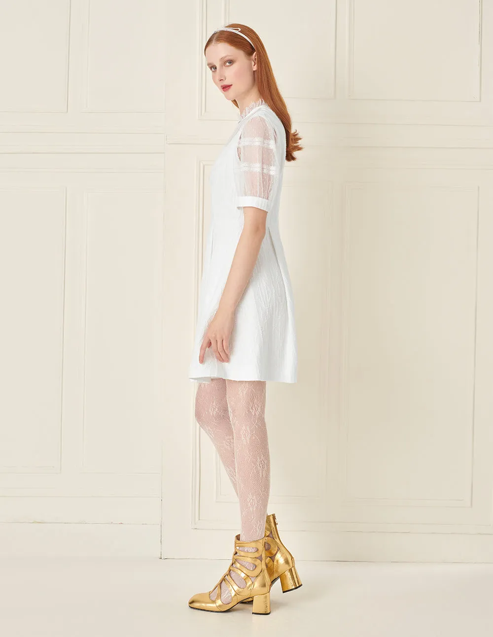 BORA AKSU Lace Patchwork Textured Hem Dress