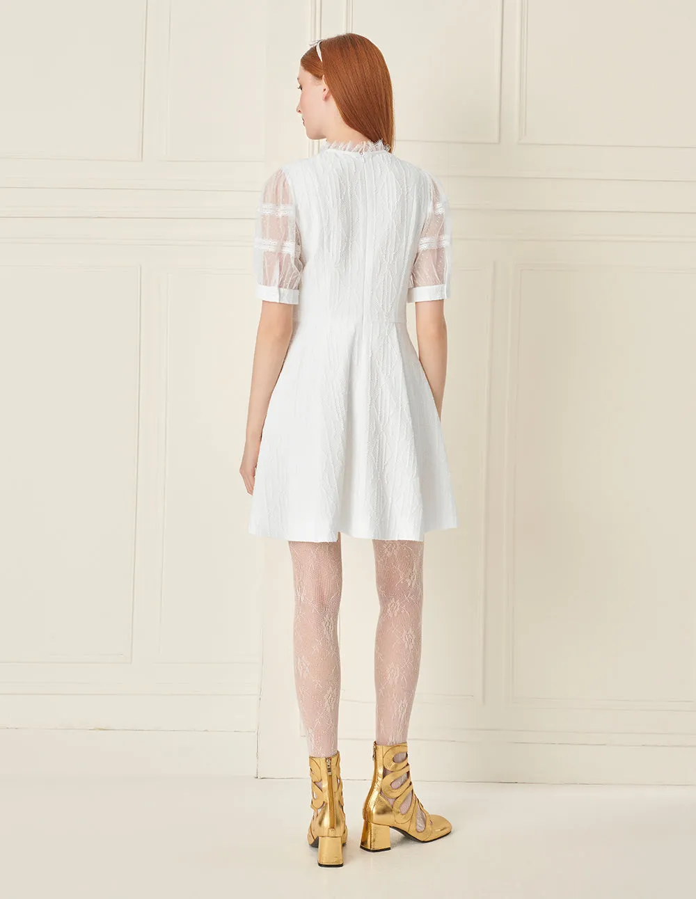 BORA AKSU Lace Patchwork Textured Hem Dress