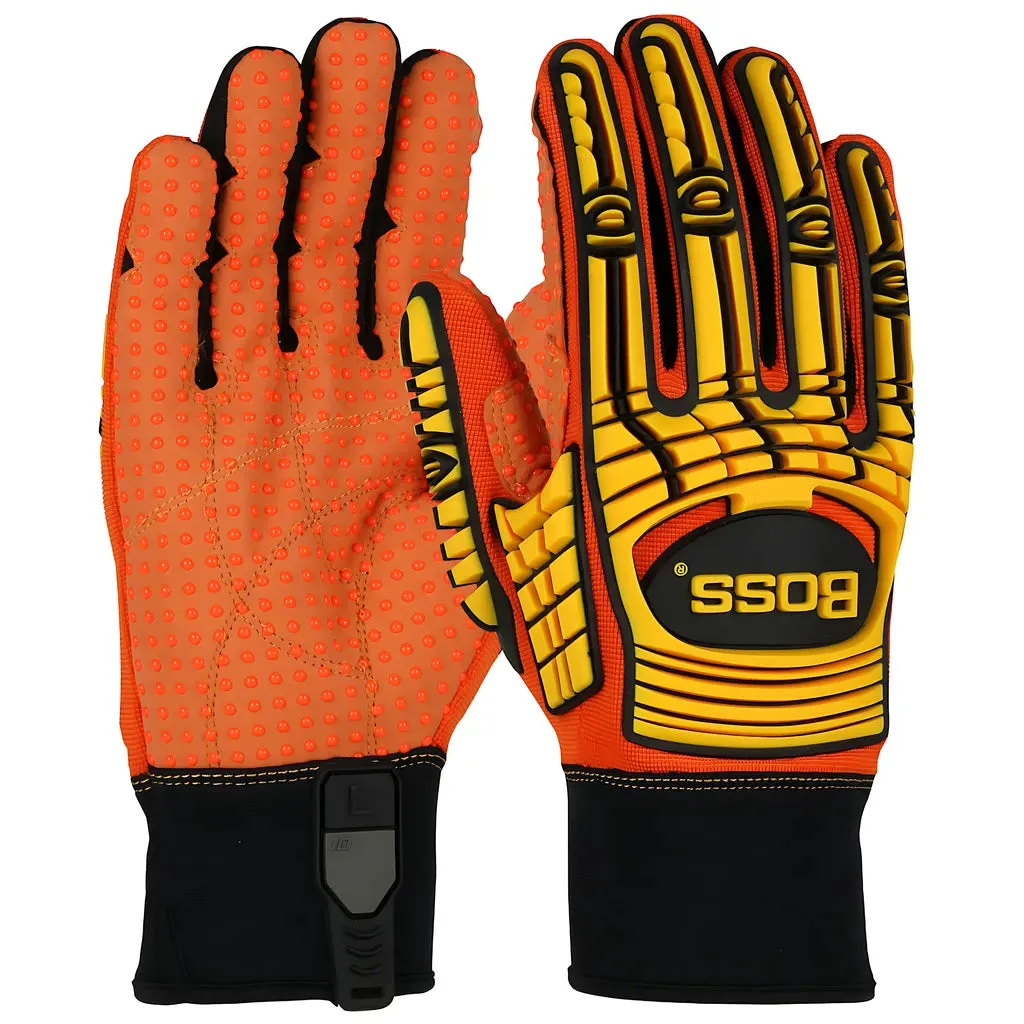 Boss 120-MP2110/M Synthetic Leather Palm with PVC Dotted Grip and Spandex Back - TPR Impact Protection