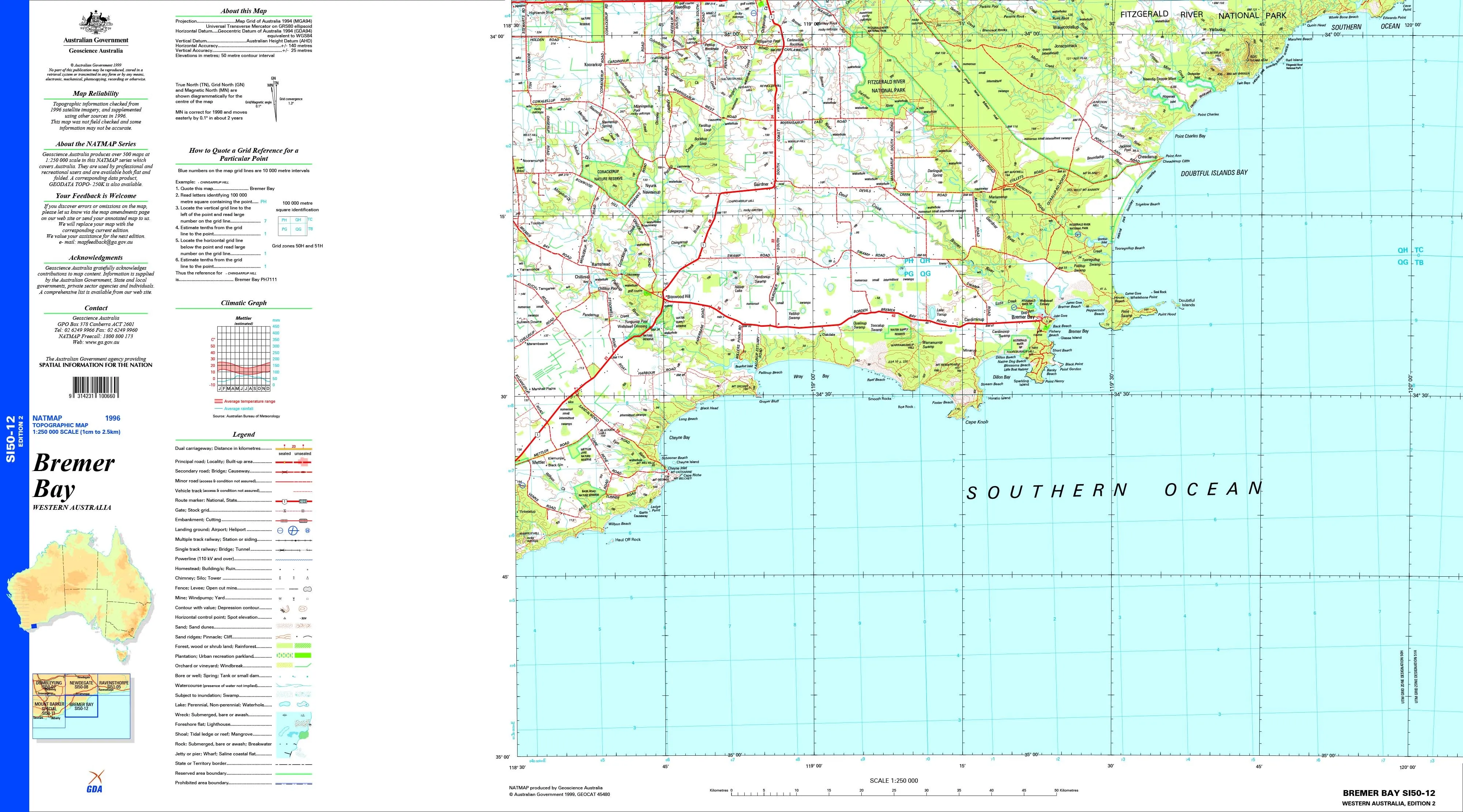 Bremer Bay SI50-12 Topographic Map 1:250k