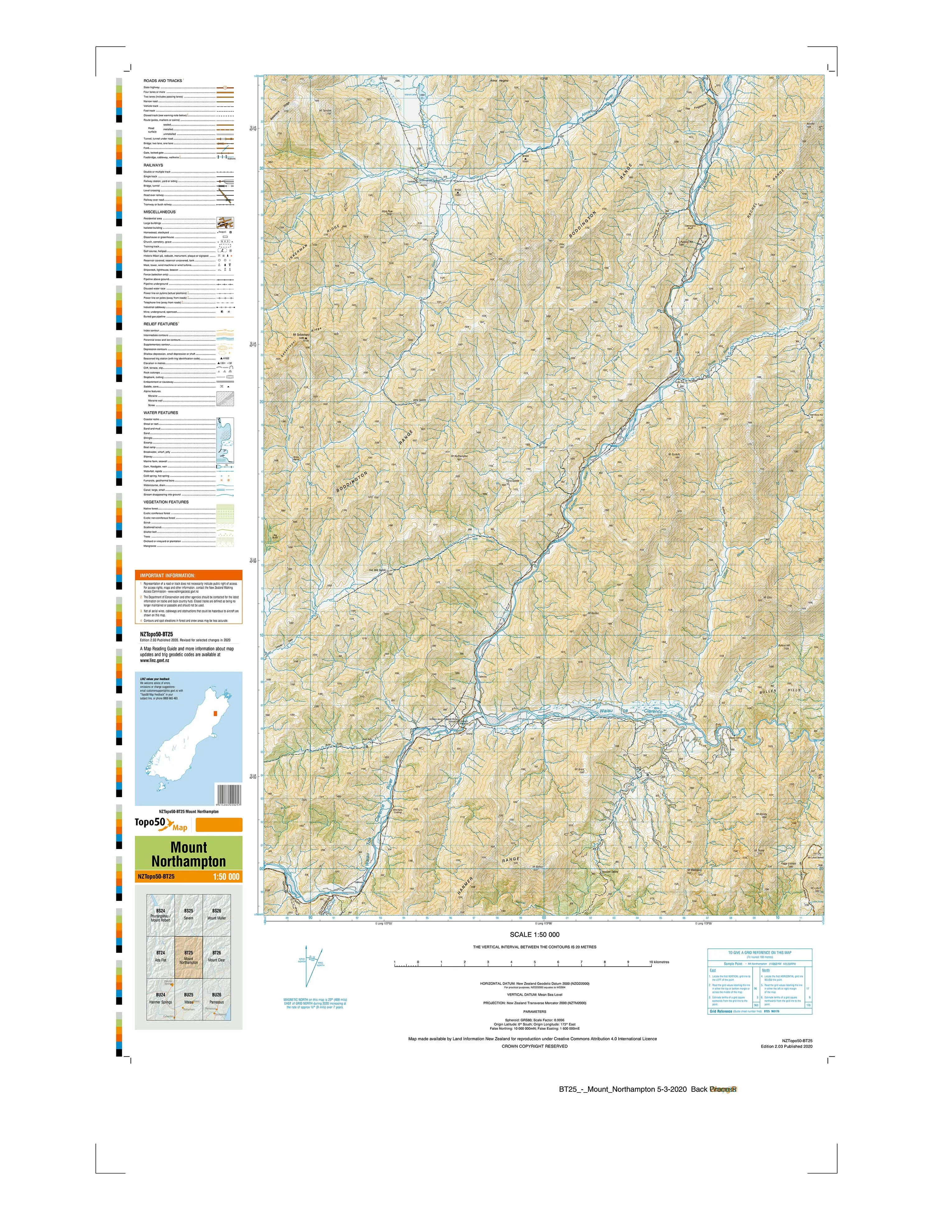 BT25 - Mount Northampton Topo50 map