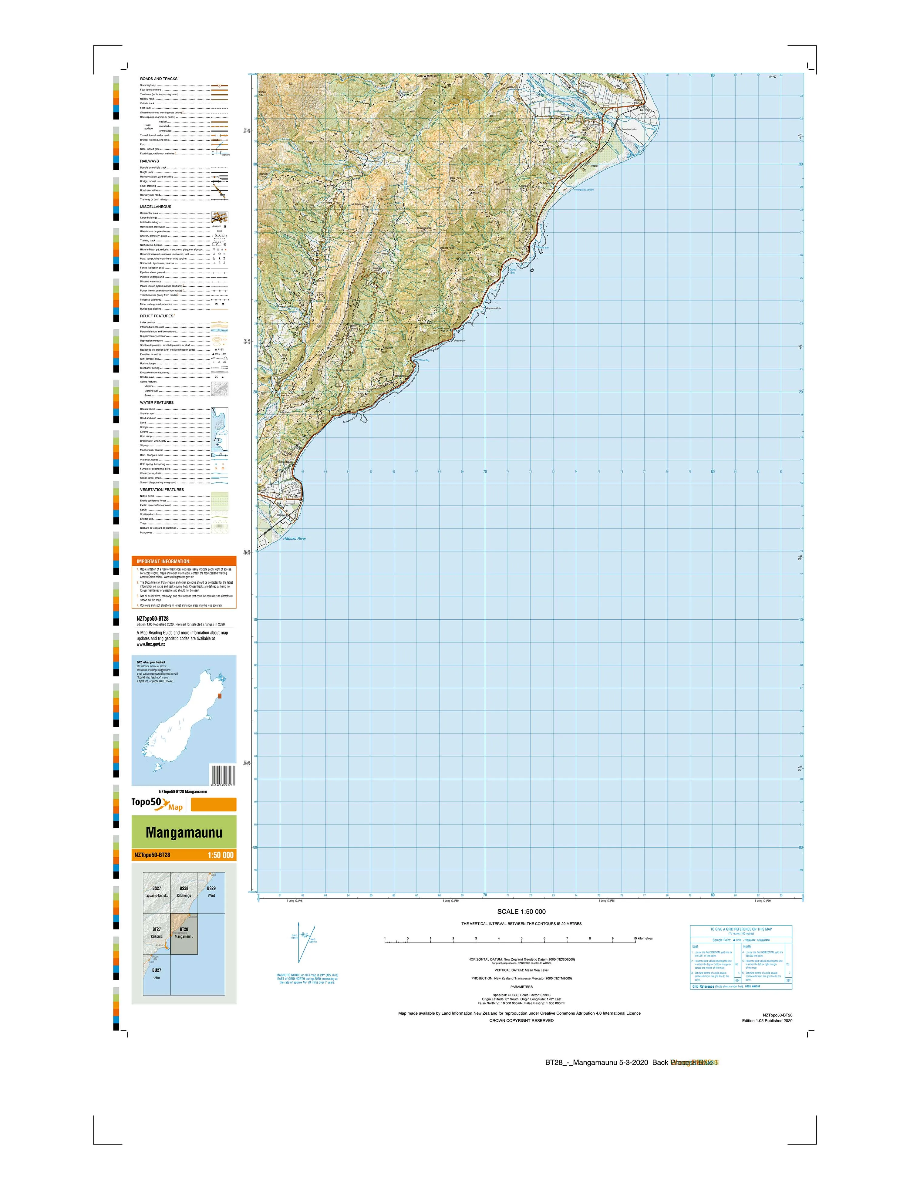 BT28 - Mangamaunu Topo50 map