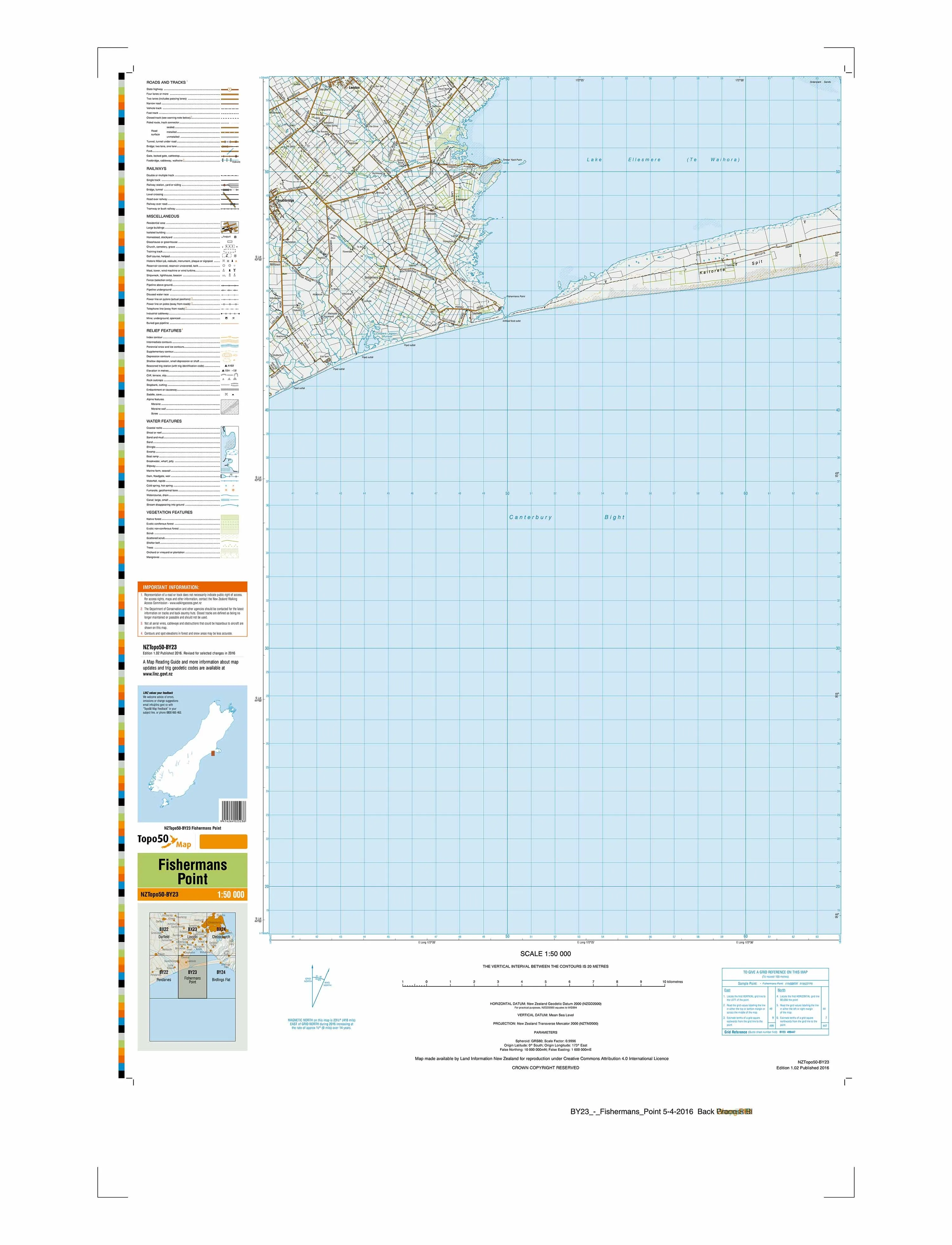 BY23 - Fishermans Point Topo50 map