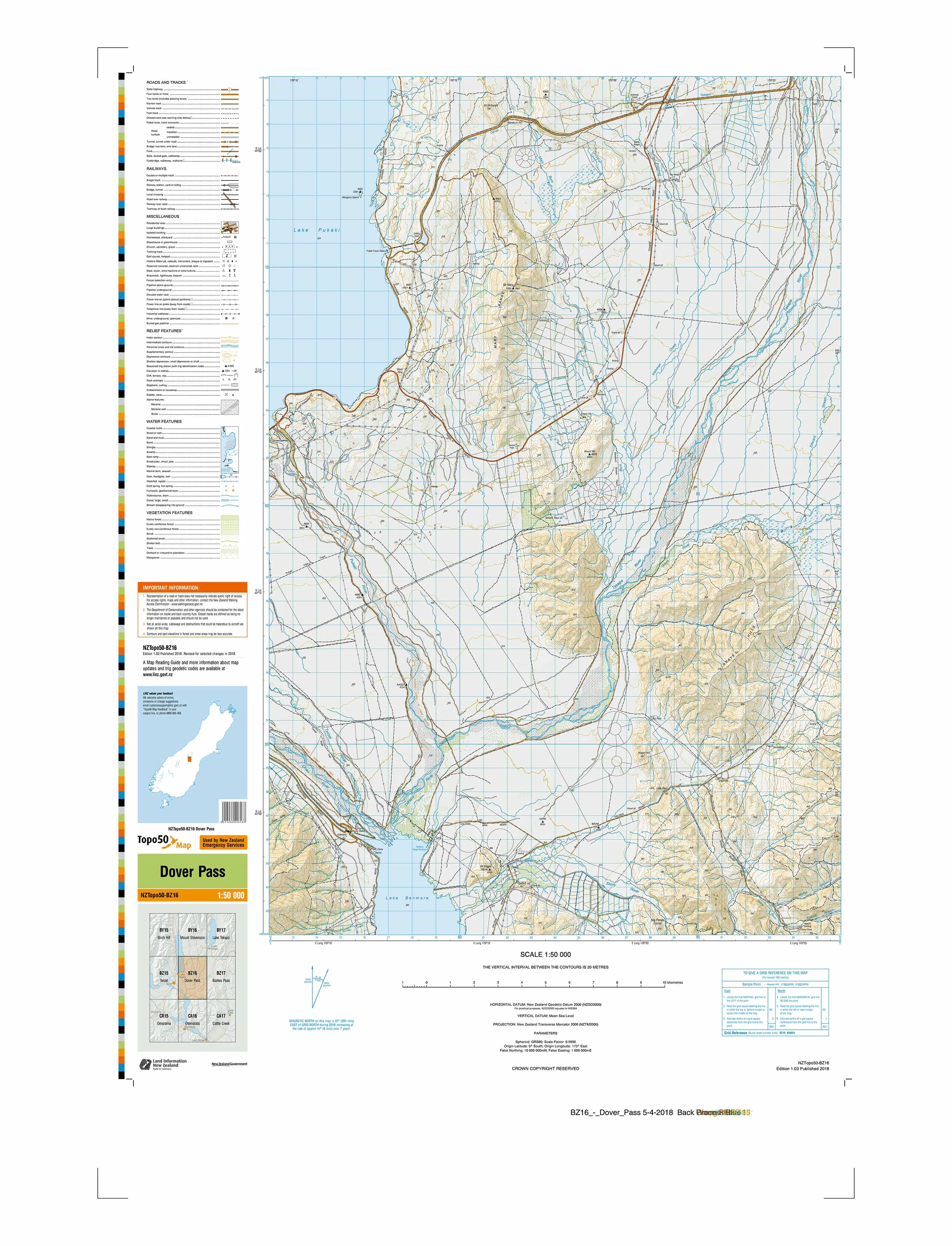 BZ16 - Dover Pass Topo50 map