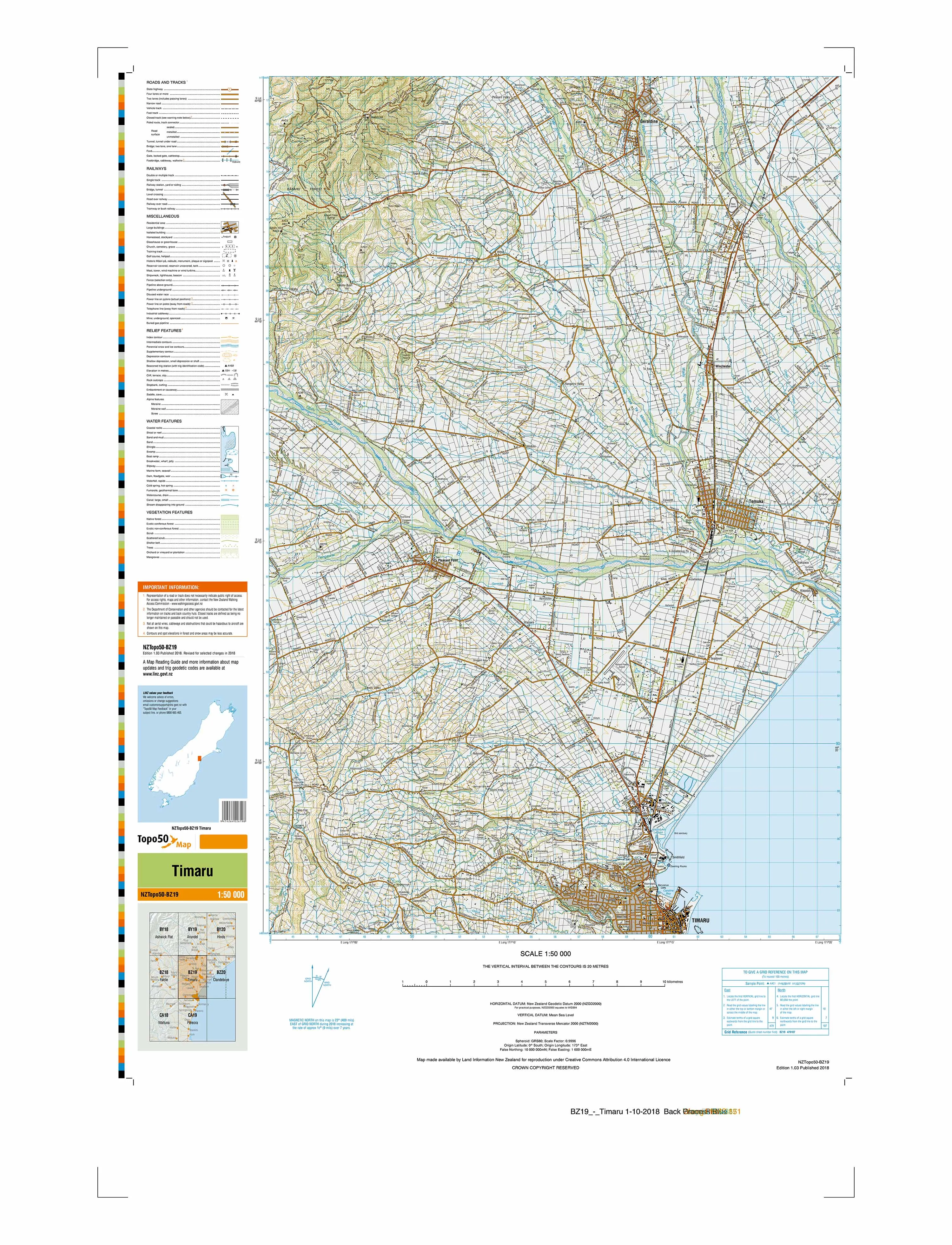 BZ19 - Timaru Topo50 map