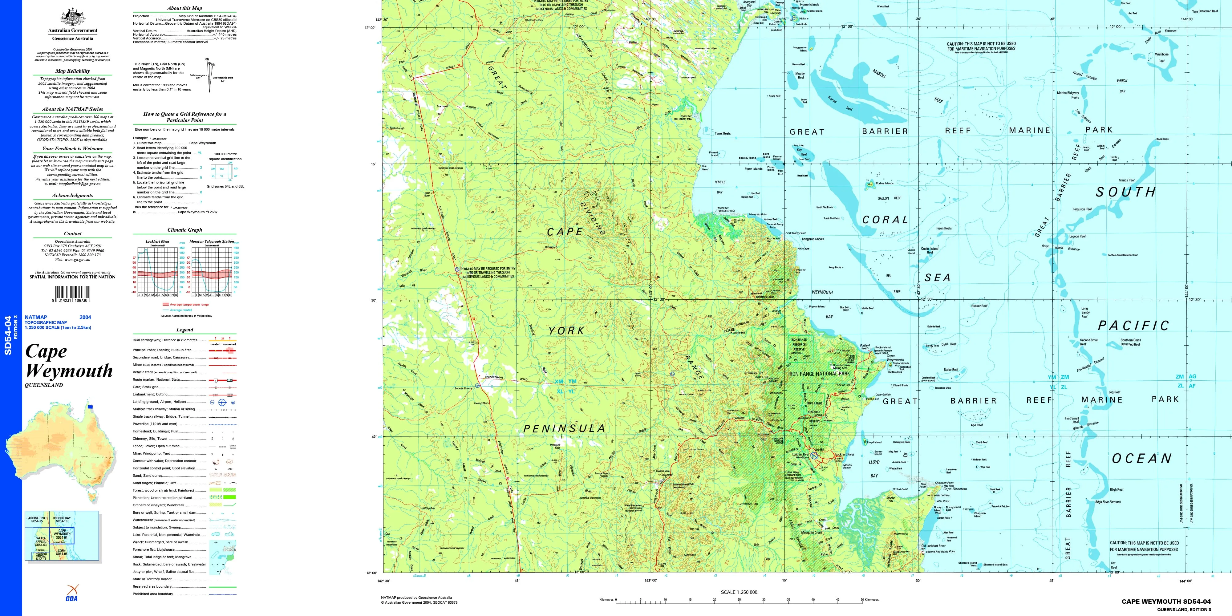 Cape Weymouth SD54-04 Topographic Map 1:250k