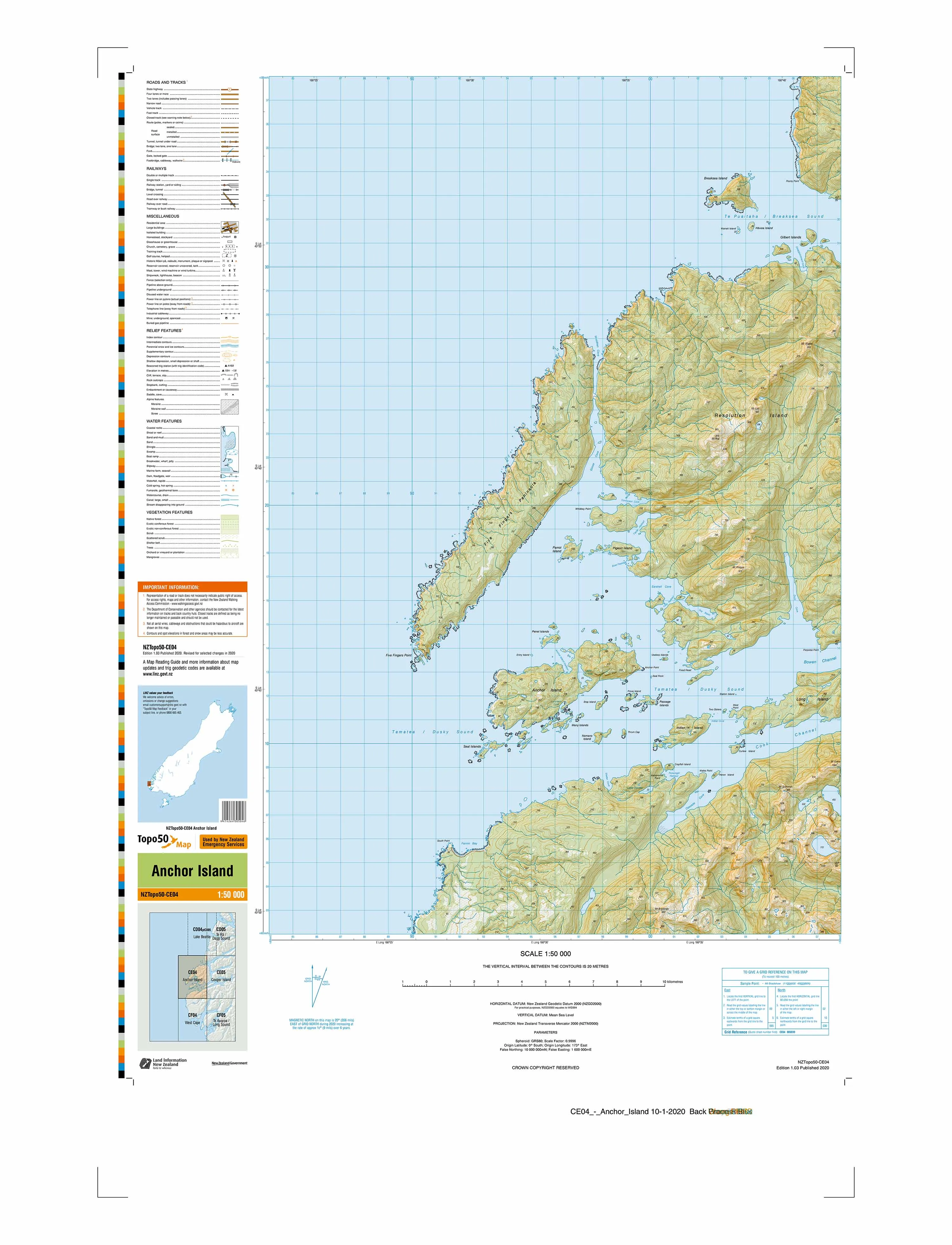 CE04 - Anchor Island Topo50 map