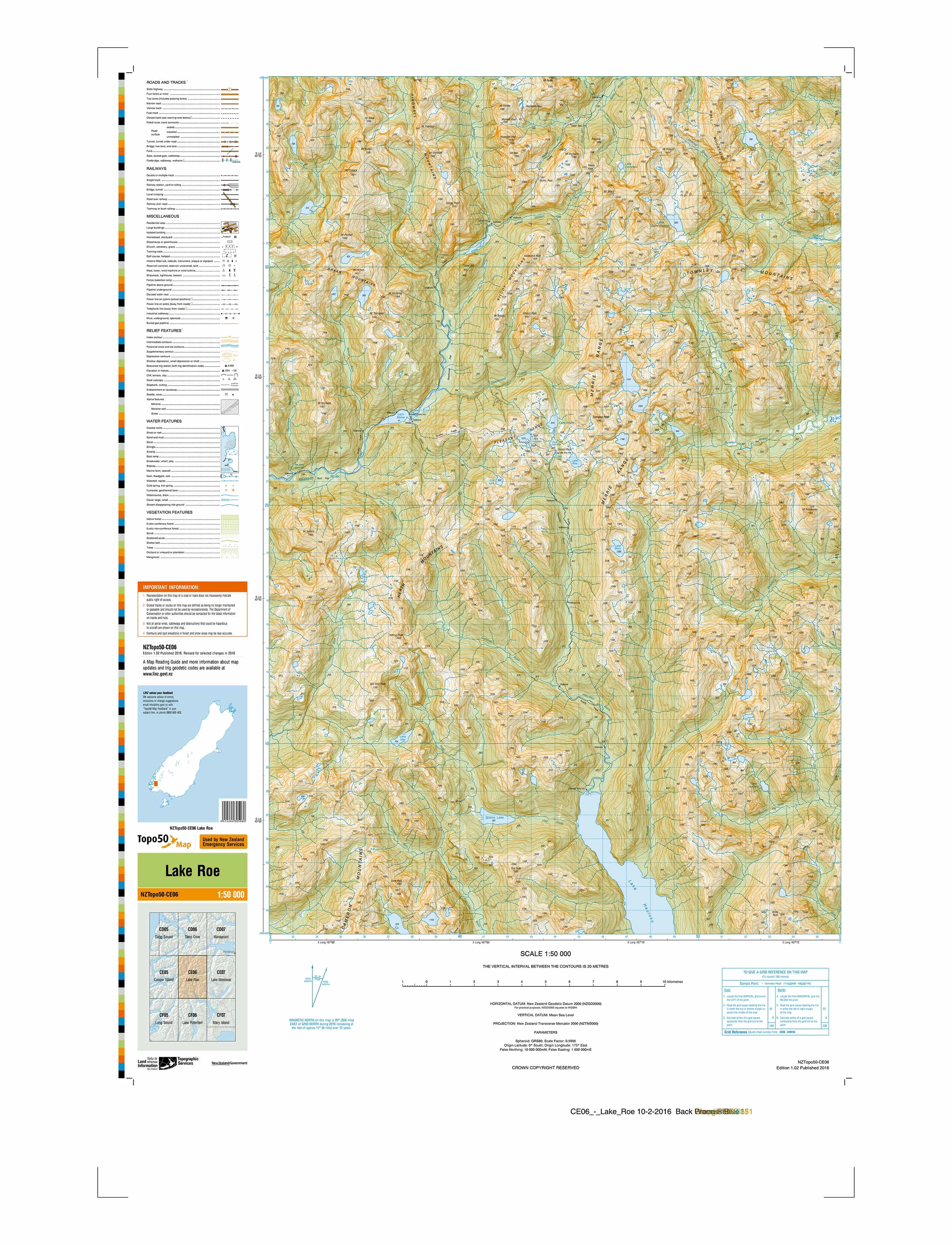 CE06 - Lake Roe Topo50 map