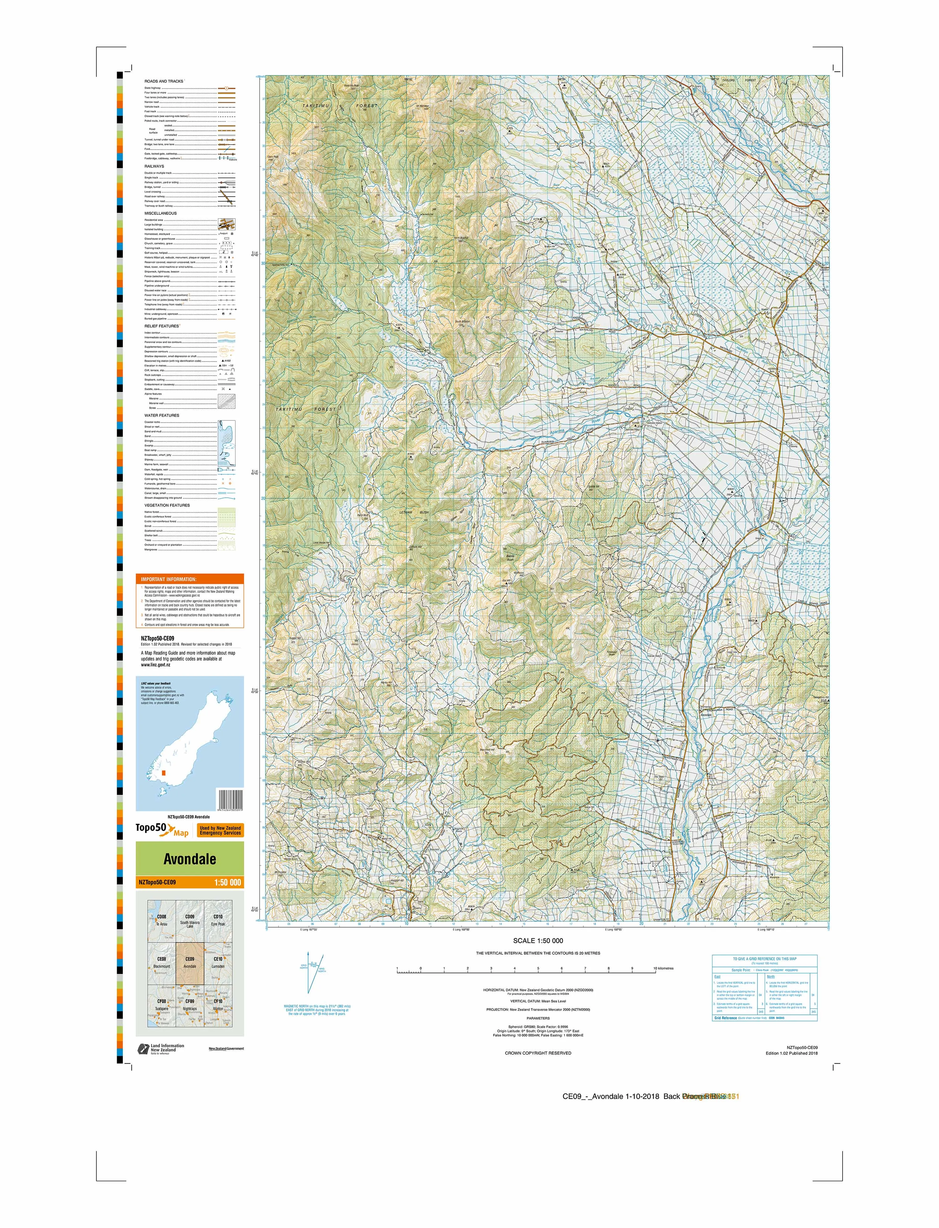 CE09 - Avondale Topo50 map