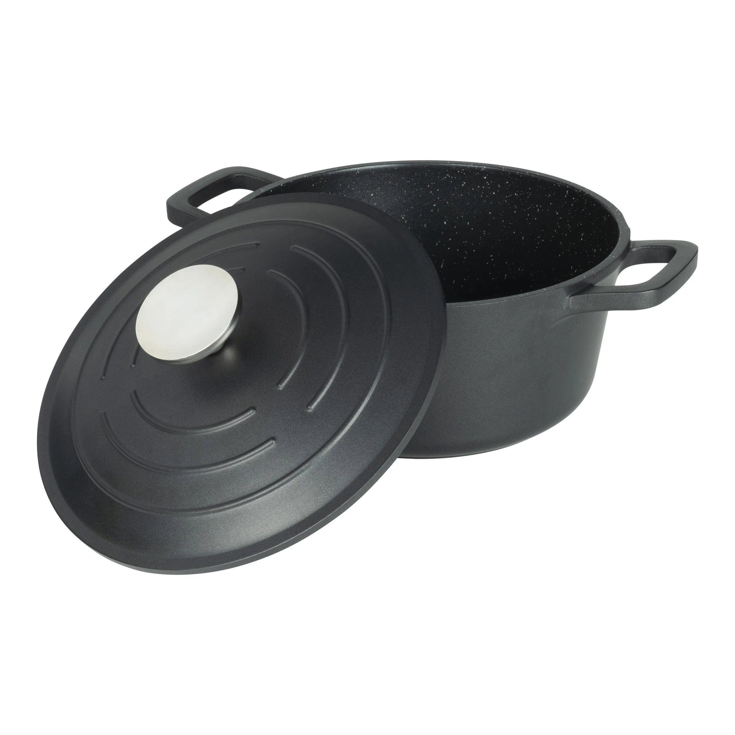 Commichef Cast Aluminium 20cm Round Casserole - Black