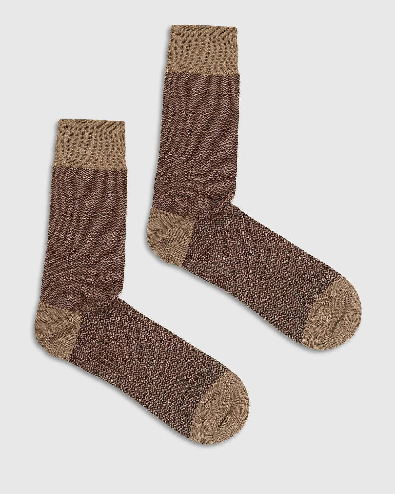 Cotton Beige Printed Socks - Tusken