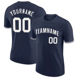 Custom Navy White Performance T-Shirt