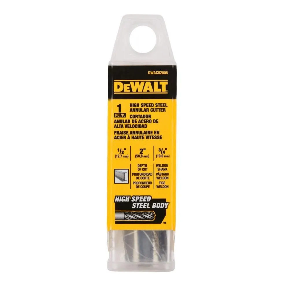 DeWalt DWAC02008 1/2IN X 2IN HSS Annular Cutter 3/4IN WD