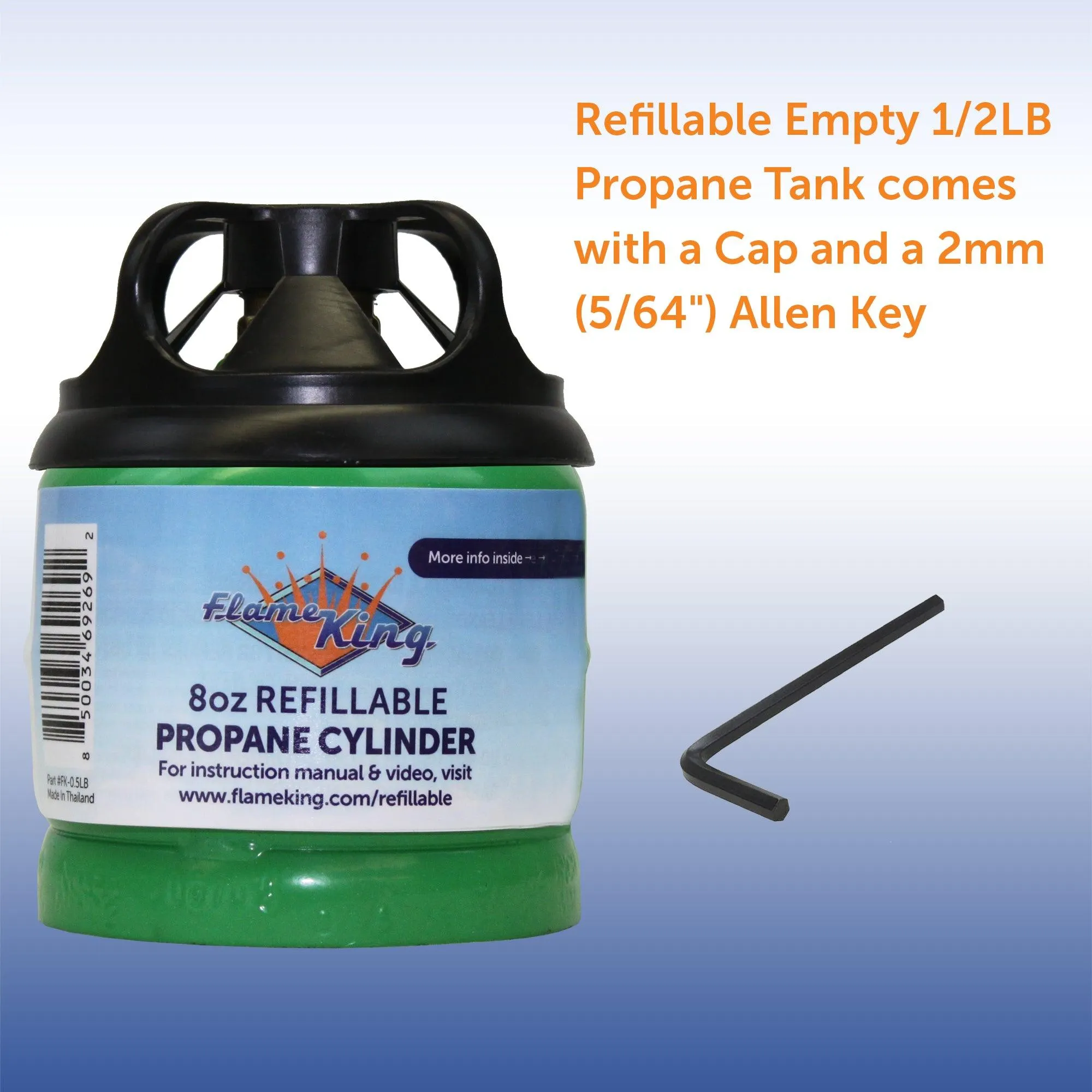 Flame King Eco Friendly Sustainable 8oz 1/2lb Refillable Propane Tank LP Cylinder