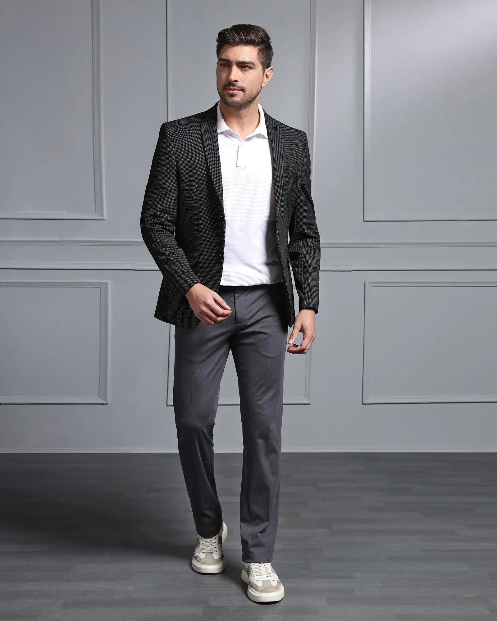 Formal Black Textured Blazer - Aaron