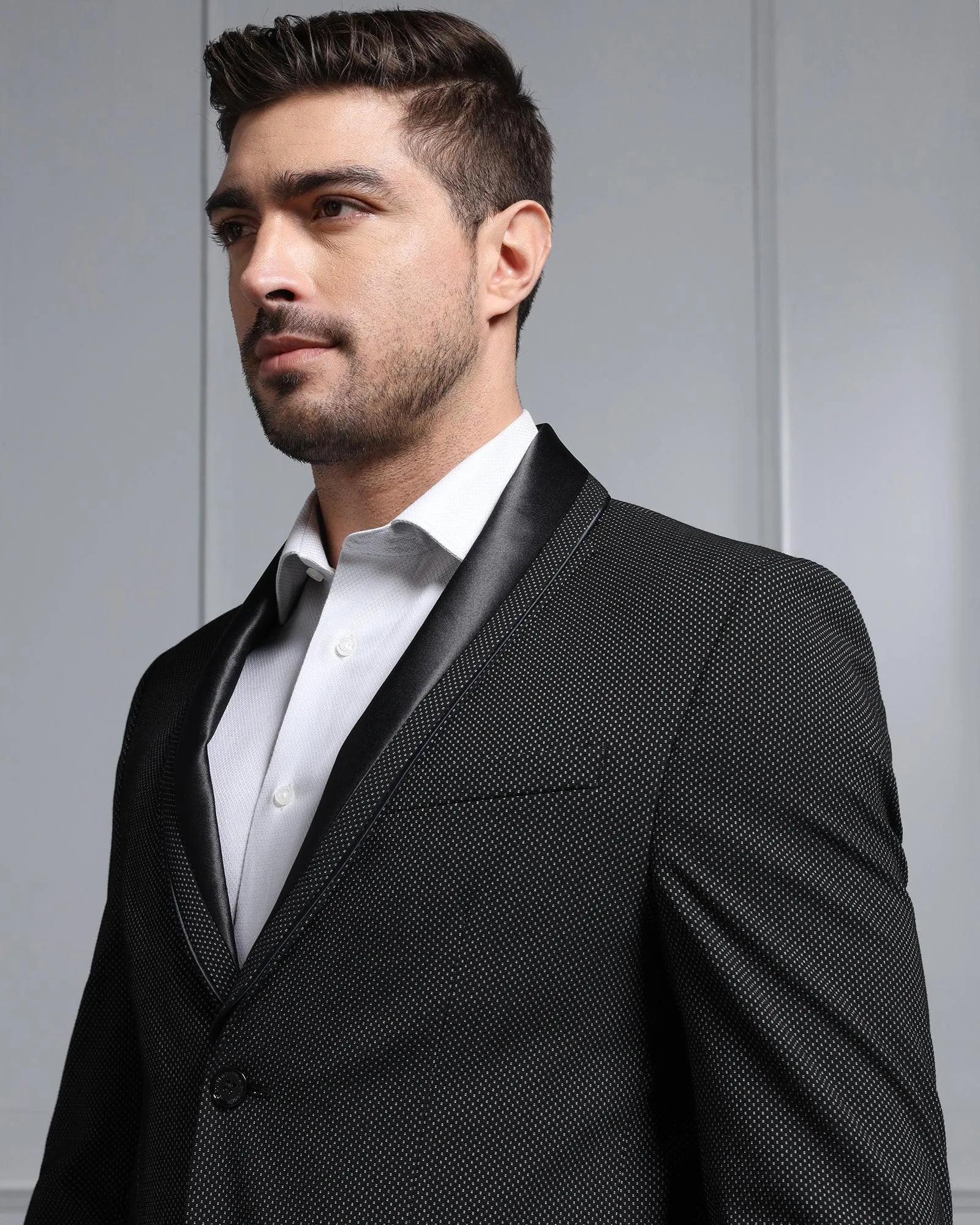 Formal Black Textured Blazer - Aaron