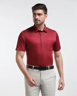 Formal Half Sleeve Red Solid Shirt - Ericsel