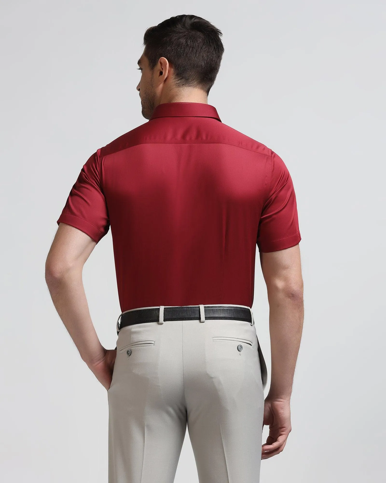 Formal Half Sleeve Red Solid Shirt - Ericsel