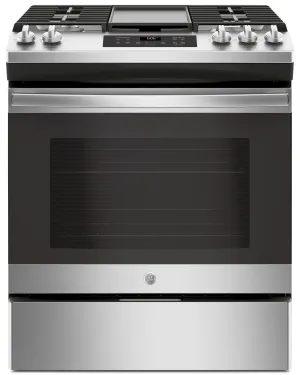 GE 5.4 Cu. Ft. Slide-In Steam Clean Gas Range - JCGSS66SELSS