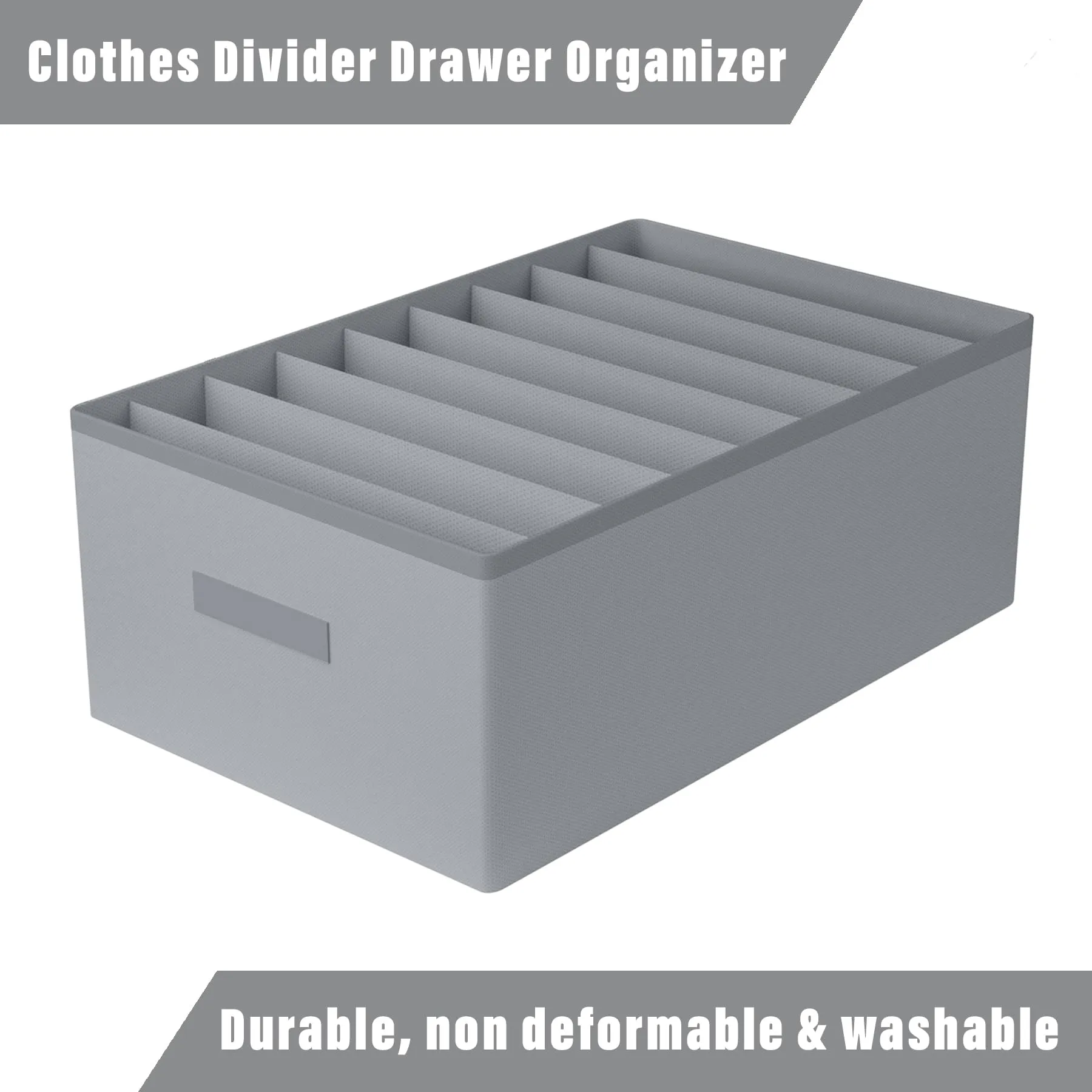 Heart Home Trouser Box | Wardrobe Organizer | Clothes Organizer | Storage Box for Pants-Shirt-Sweaters-Bra Panty-Socks | 9-Grid Closet Organizer | Plain | Large | Gray