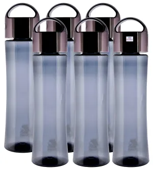 Heart Home Unbreakable BPA & Leak Free Plastic Water Bottle- 1 Litre, Pack of 6 (Grey)