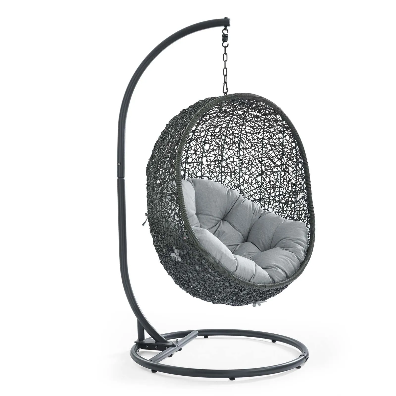 Hide Outdoor Patio Swing Chair With Stand Gray EEI-2273-GRY-GRY