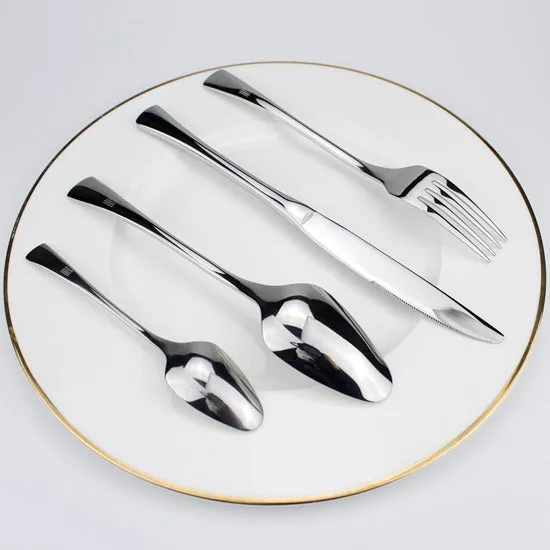 High Grade Elegant Glossy Stainless Steel Dinnerware 4pcs in 1 Set Delicate Cutlery Tableware