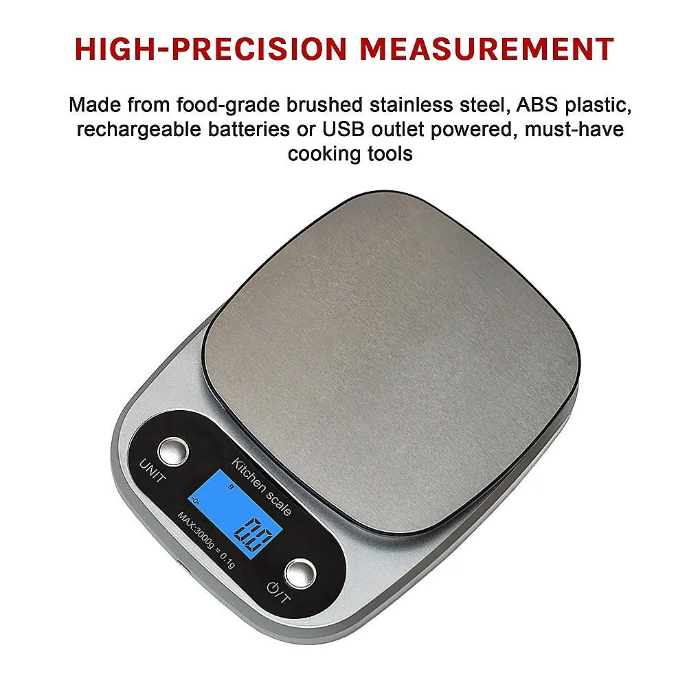 High Precision 0.1g Kitchen Scale Digital 3KG, Rechargable