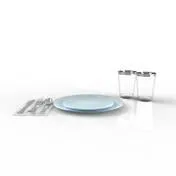 Ice Blue Silver Coupe Pattern 56 Pc Party Set (Setting for 8)