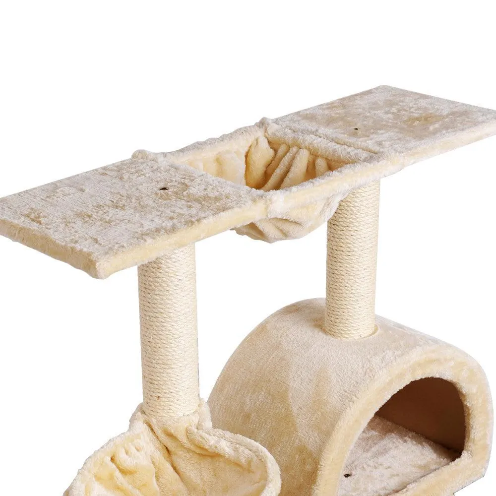 i.Pet Cat Tree 100cm Trees Scratching Post Scratcher Tower Condo House Furniture Wood Beige