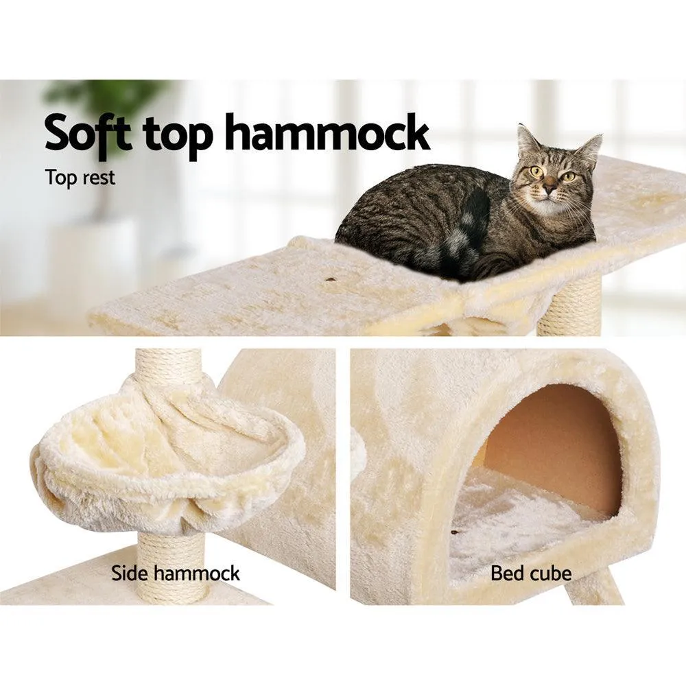 i.Pet Cat Tree 100cm Trees Scratching Post Scratcher Tower Condo House Furniture Wood Beige