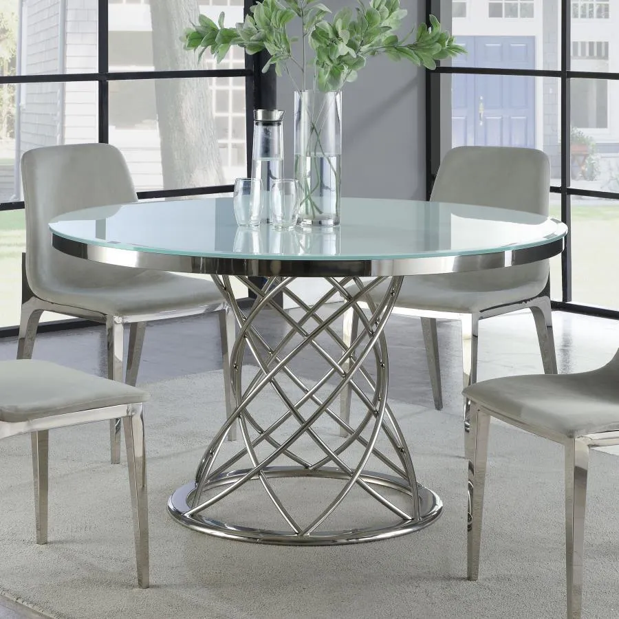 Irene - Round Glass Top Dining Table - Chrome