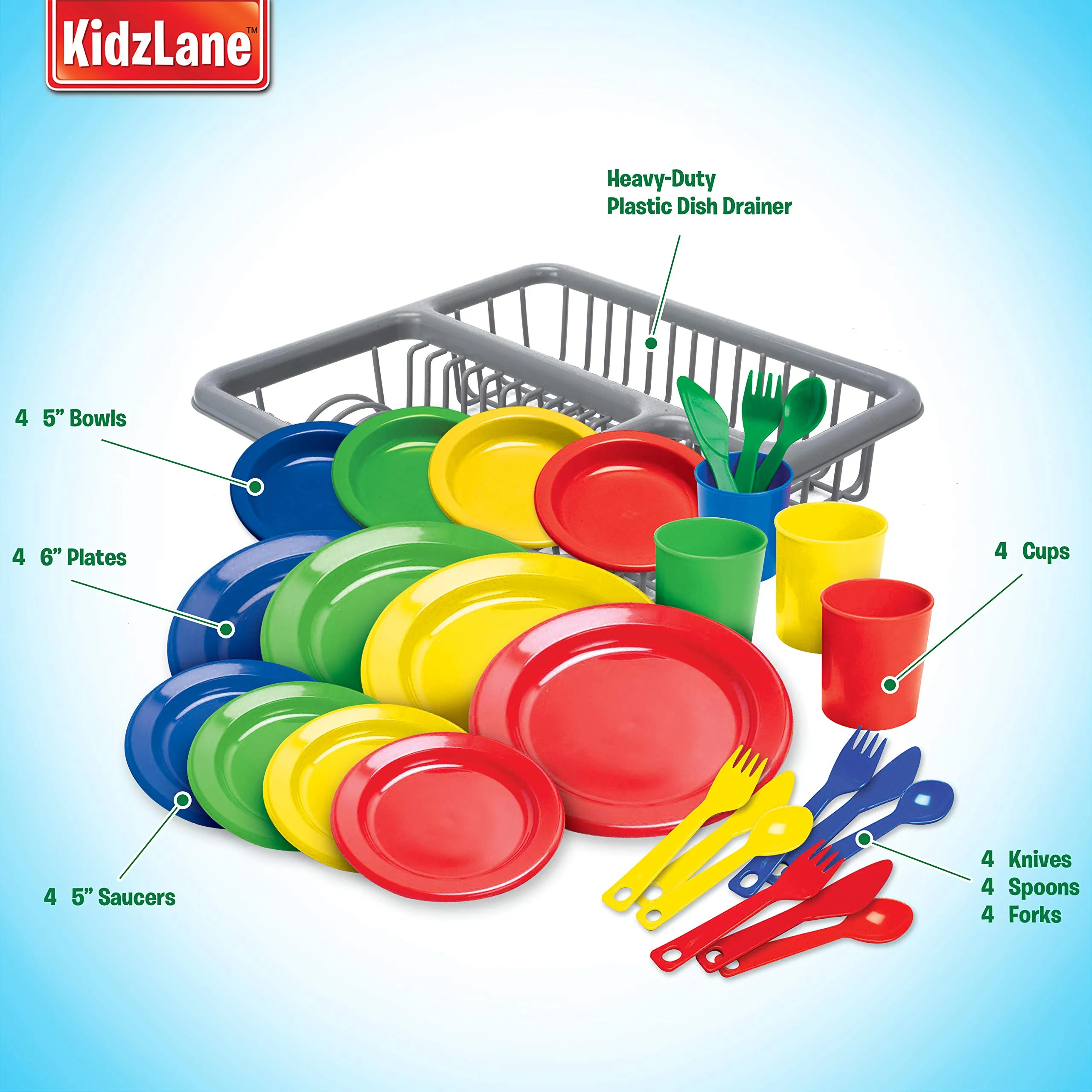 Kidzlane Kids and Toddler Dishes | Kids Play Kitchen Accessories Set | BPA Free