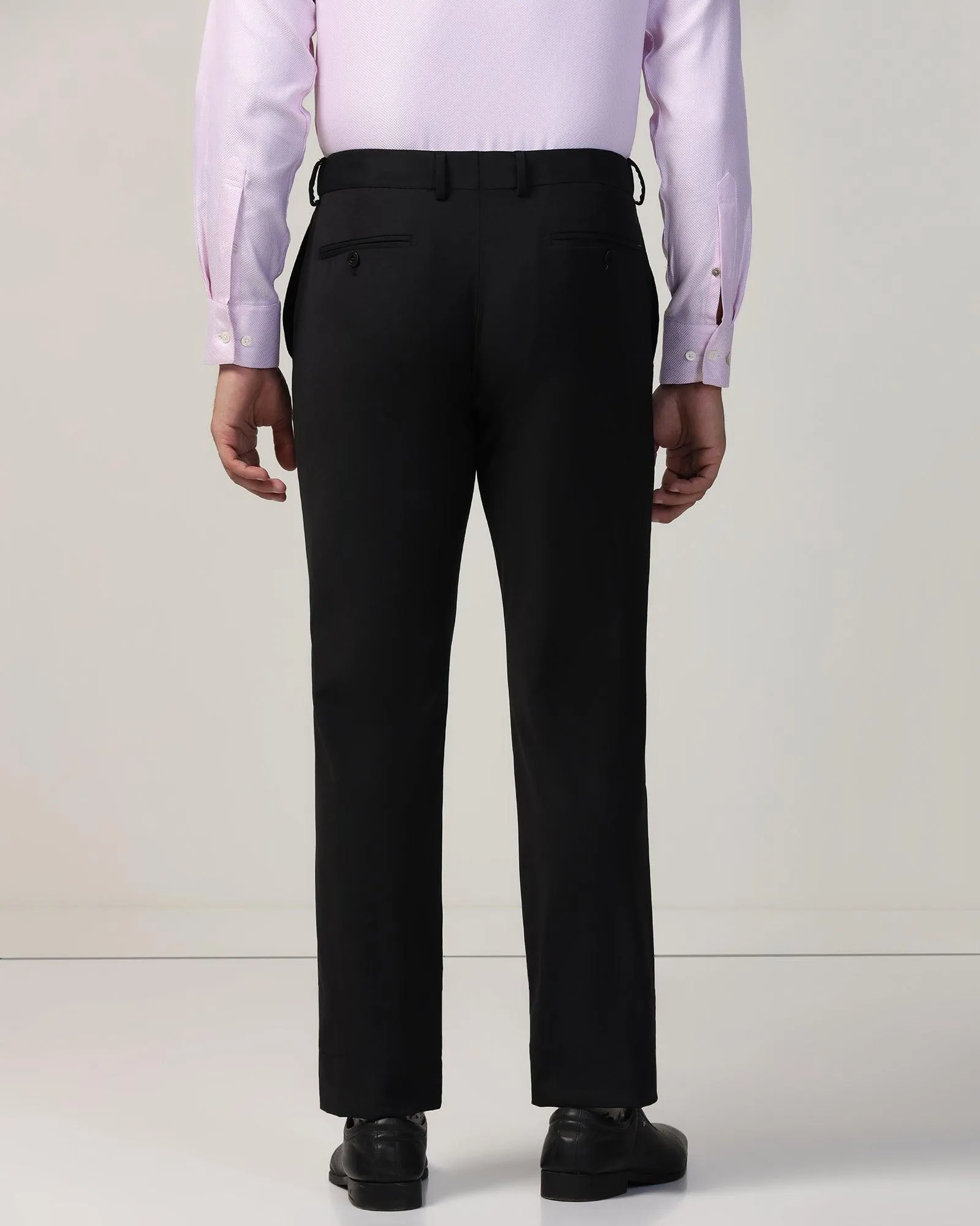 Luxe Slim Comfort B-95 Formal Black Solid Trouser - Lamborghini