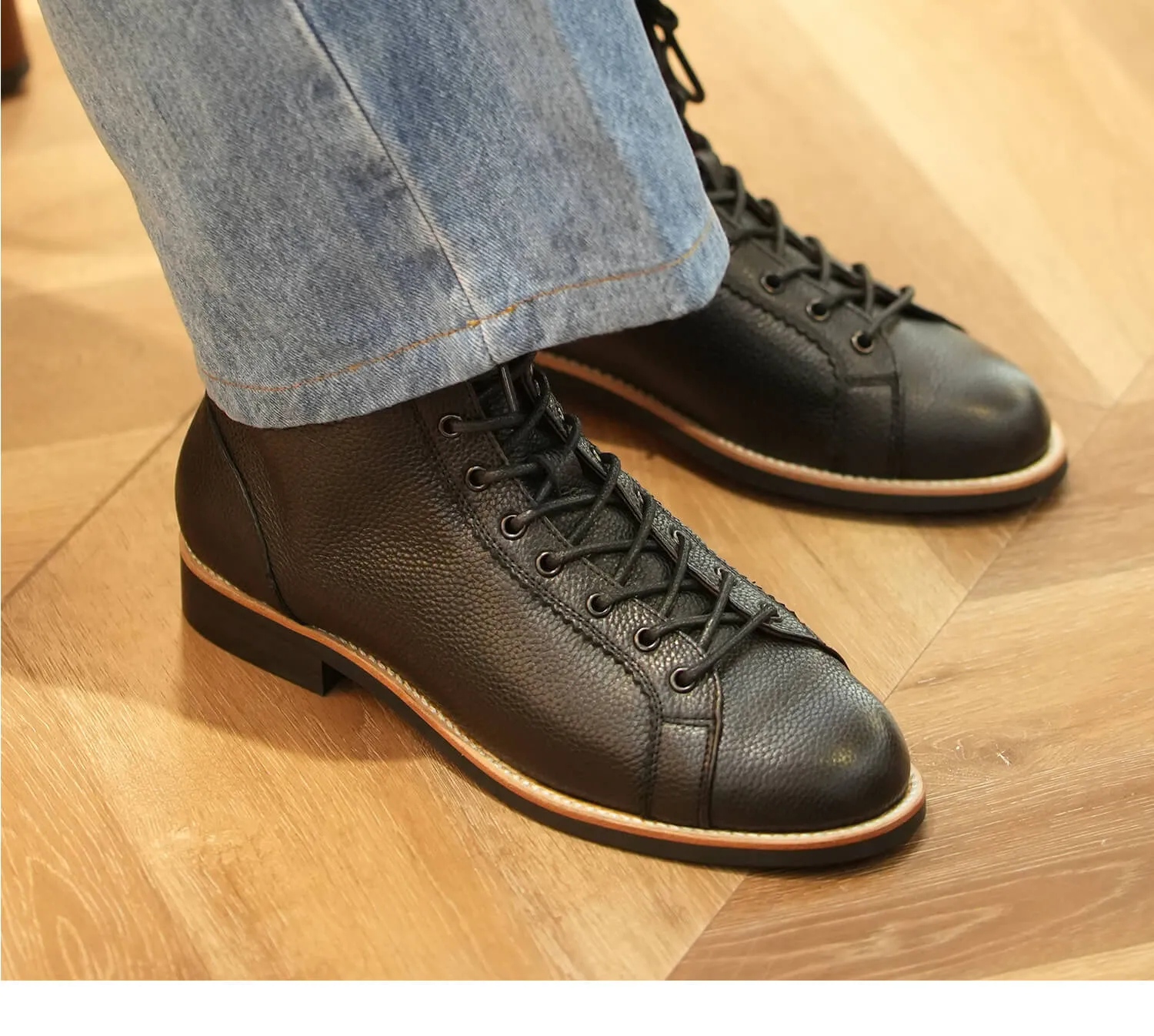 Men's Grain Leather Lace-to-Toe Boots